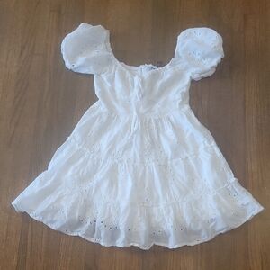 Princess Polly White Tiered Sundress with Puff Sleeves